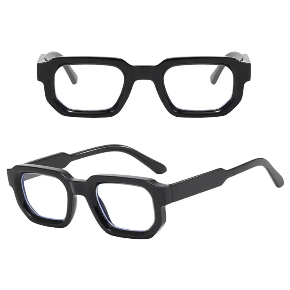 Chunky Black Women Square Glasses Blue Light Blocking Bold Acetate Frame Hip Hop